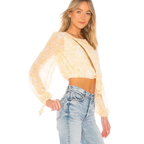 Revolve House of Harlow Yellow Split Front Blouse - Picture 3 of 7